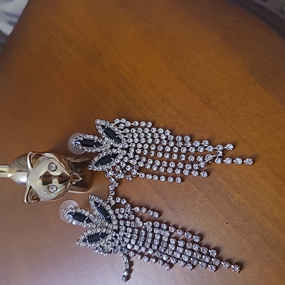 Beautiful stone studded long earrings